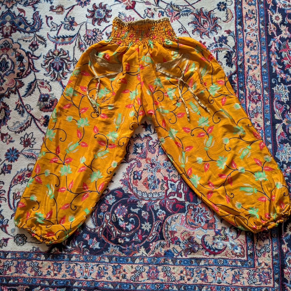 Silk Blend Vibrant Floral Harem Pants